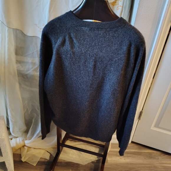 Men's 200% 2 Ply Gray XL Cashmere Sweater - Picture 5 of 7